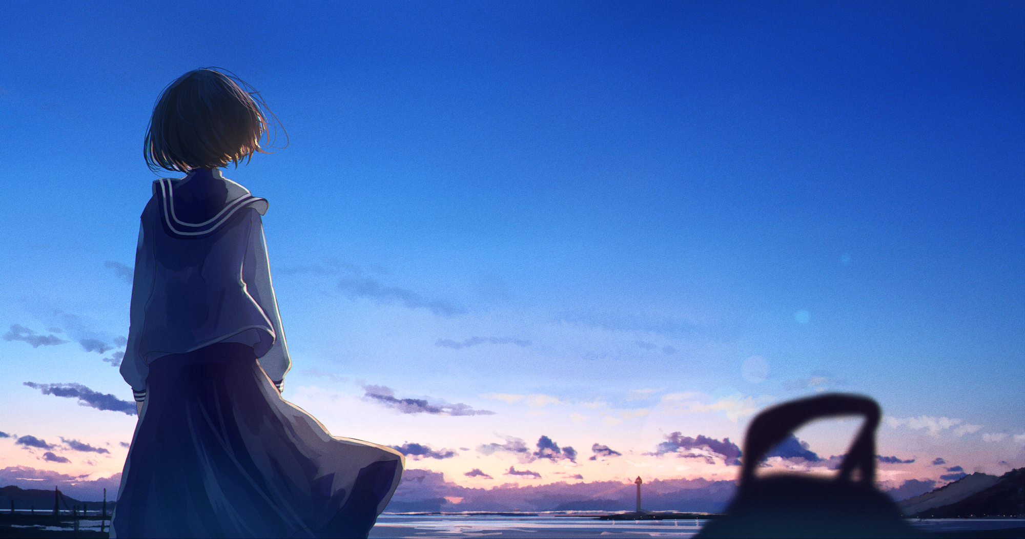 动漫美图之美少女自然美景 插画-第2张
