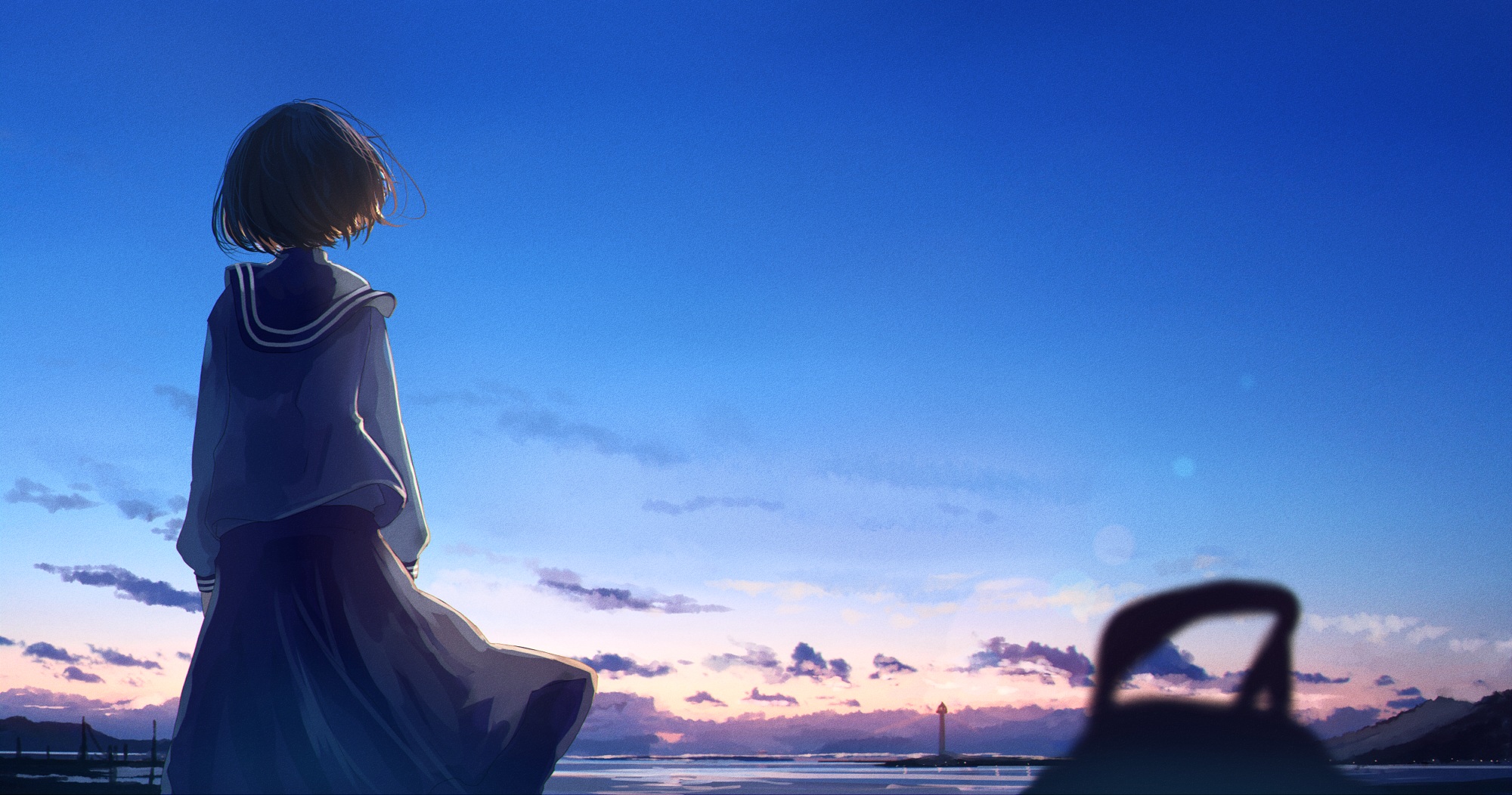 动漫美图之美少女自然美景 插画-第6张