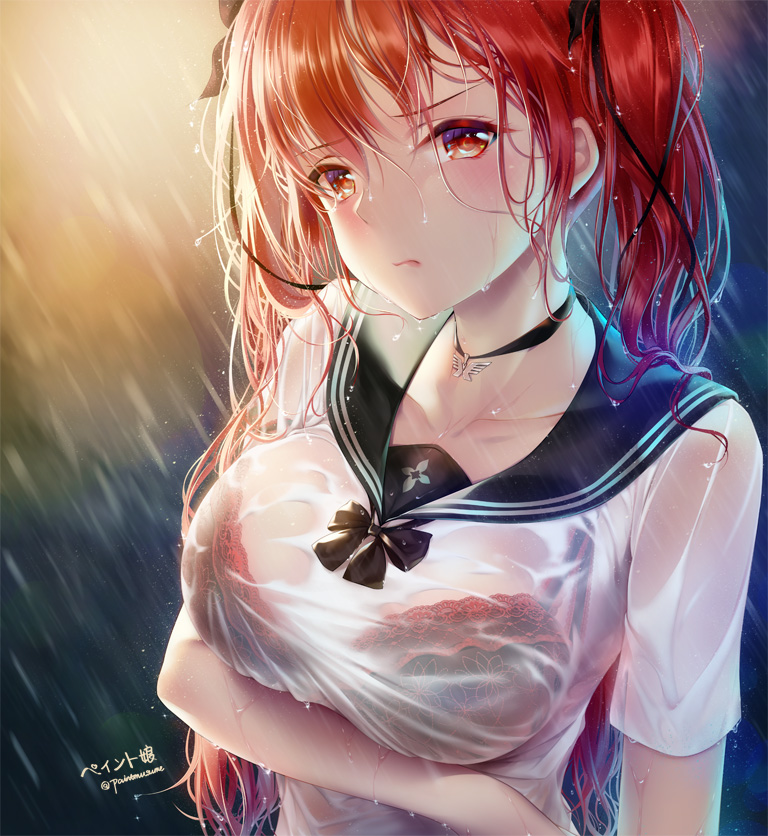 是汗水还是雨水打湿了你的衣服 少女与湿身特辑 P站画师-第1张