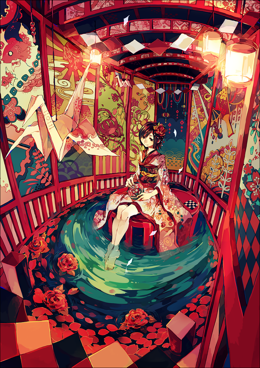 [P站推荐图集]穿着和服的美少女和兽耳妖尾少女 P站画师-第2张