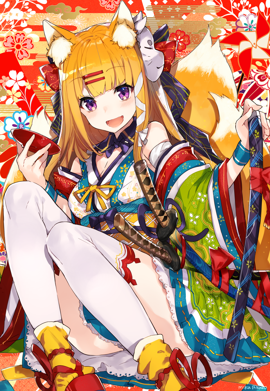 [P站推荐图集]穿着和服的美少女和兽耳妖尾少女 P站画师-第6张