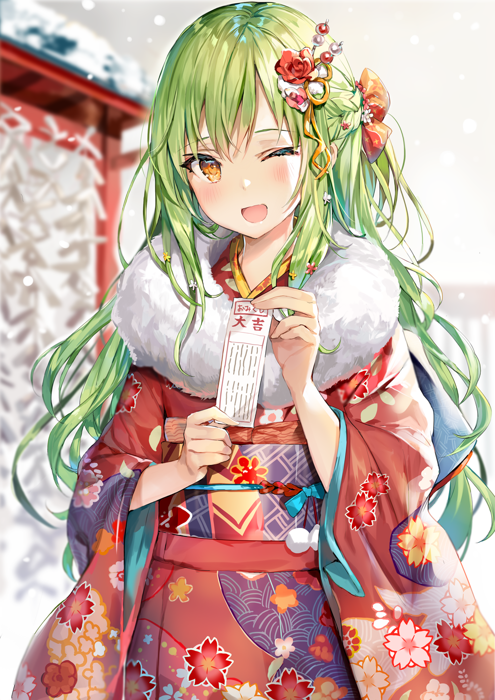 [P站推荐图集]穿着和服的美少女和兽耳妖尾少女 P站画师-第7张