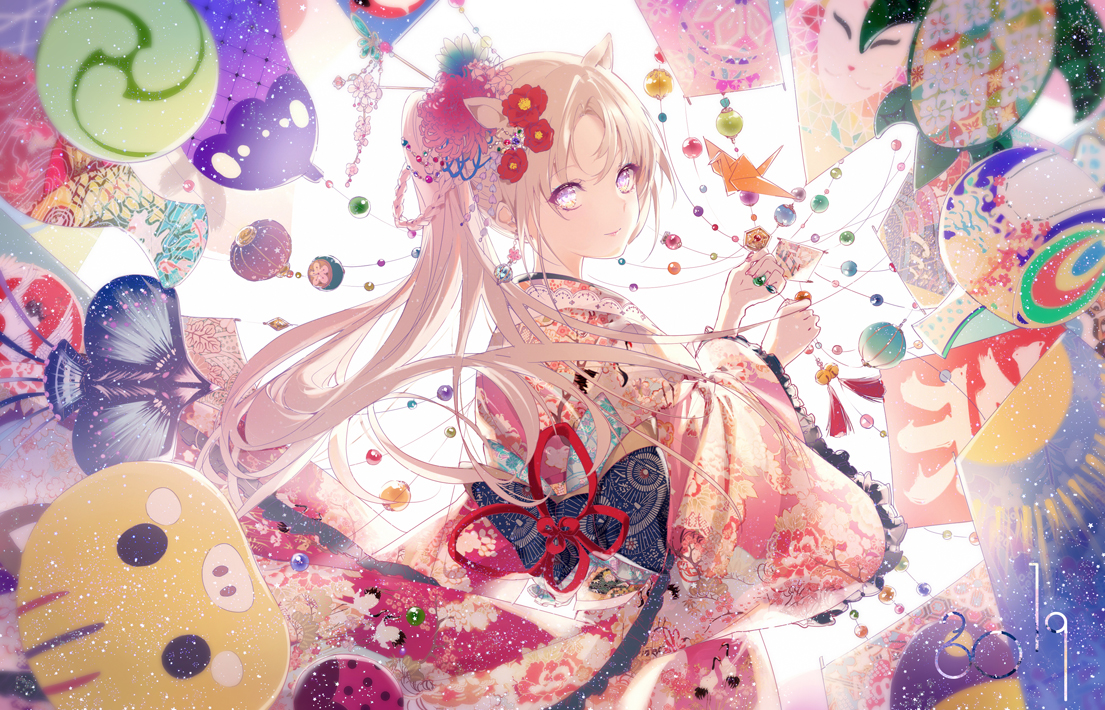 [P站推荐图集]穿着和服的美少女和兽耳妖尾少女 P站画师-第8张