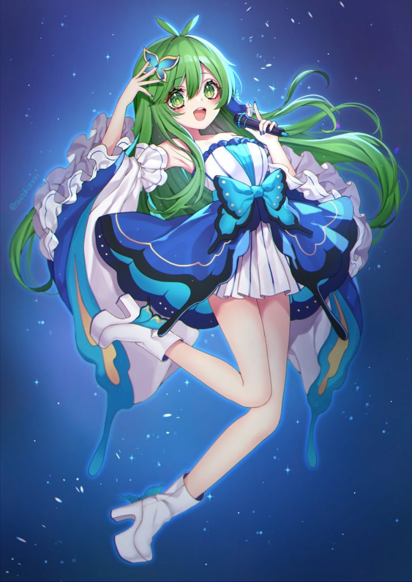 【插画】制服恶魔娘 水手服女孩 双马尾的噶嗚·古拉 黑丝JK P站美图-第1张