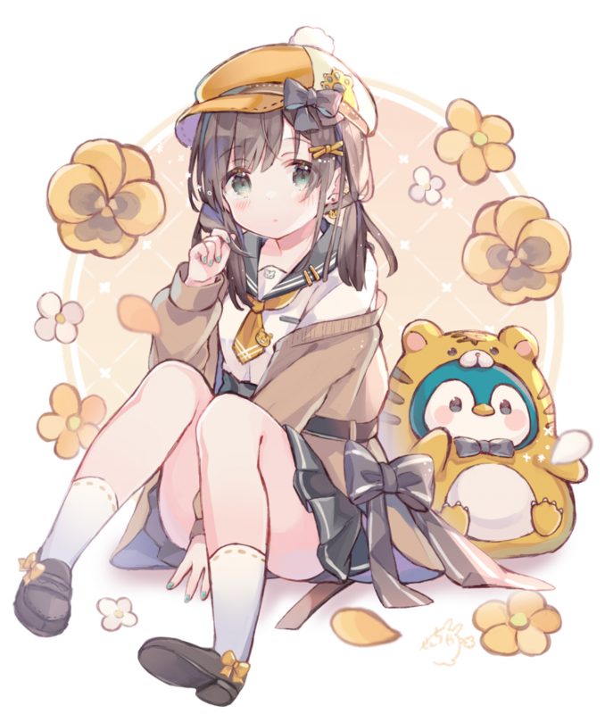 【插画】初音ミク 猫和女孩 巨乳制服萌妹 噶嗚·古拉 丝袜少女 P站美图-第1张