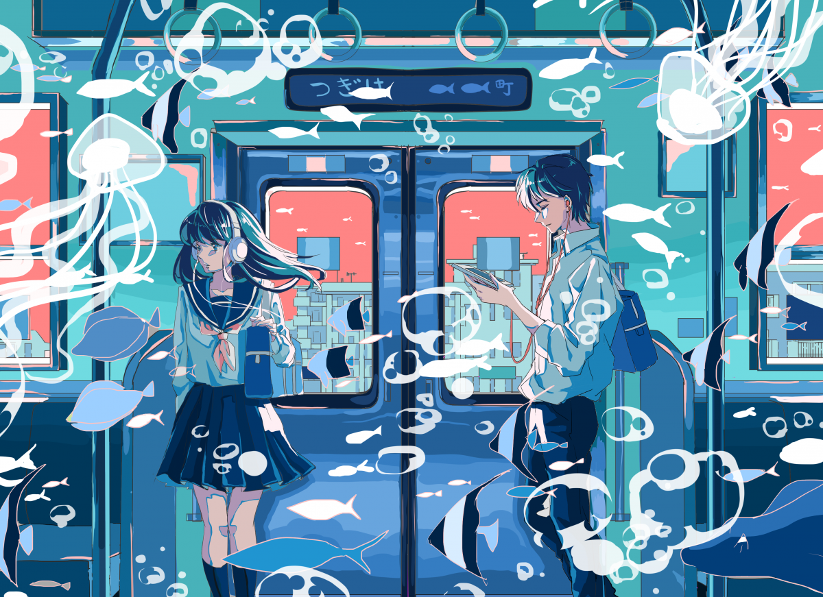 【P站画师】漫游在海底城市的日本画师いちご飴?，海底校园插画 P站画师-第2张