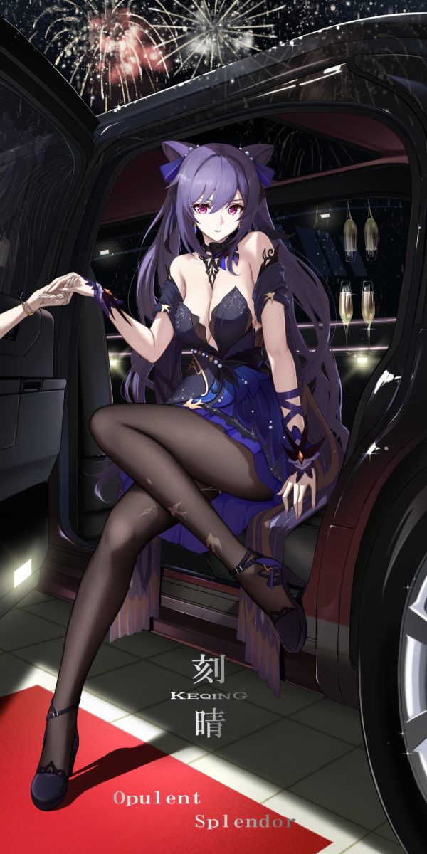 【全面屏手机壁纸】原神刻晴黑丝 兽耳女孩子 可爱的猫咪 手机壁纸第20220118期 手机壁纸-第3张