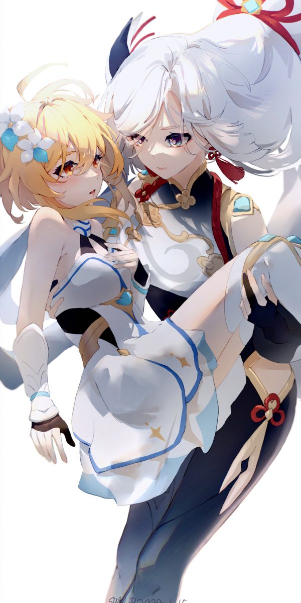 【全面屏手机壁纸】原神刻晴黑丝 兽耳女孩子 可爱的猫咪 手机壁纸第20220118期 手机壁纸-第5张
