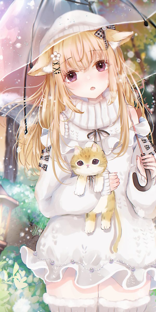 【全面屏手机壁纸】原神刻晴黑丝 兽耳女孩子 可爱的猫咪 手机壁纸第20220118期 手机壁纸-第7张
