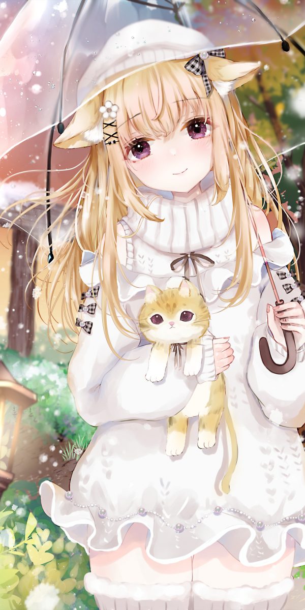 【全面屏手机壁纸】原神刻晴黑丝 兽耳女孩子 可爱的猫咪 手机壁纸第20220118期 手机壁纸-第8张