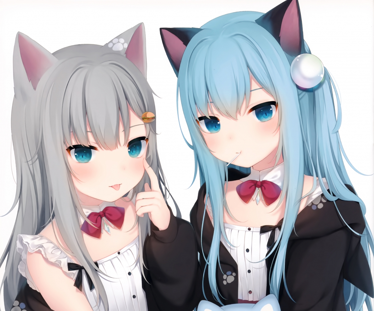 猫羽雫 猫耳 姐妹 蓝色眼睛 萌照 4k动漫壁纸 电脑壁纸-第1张