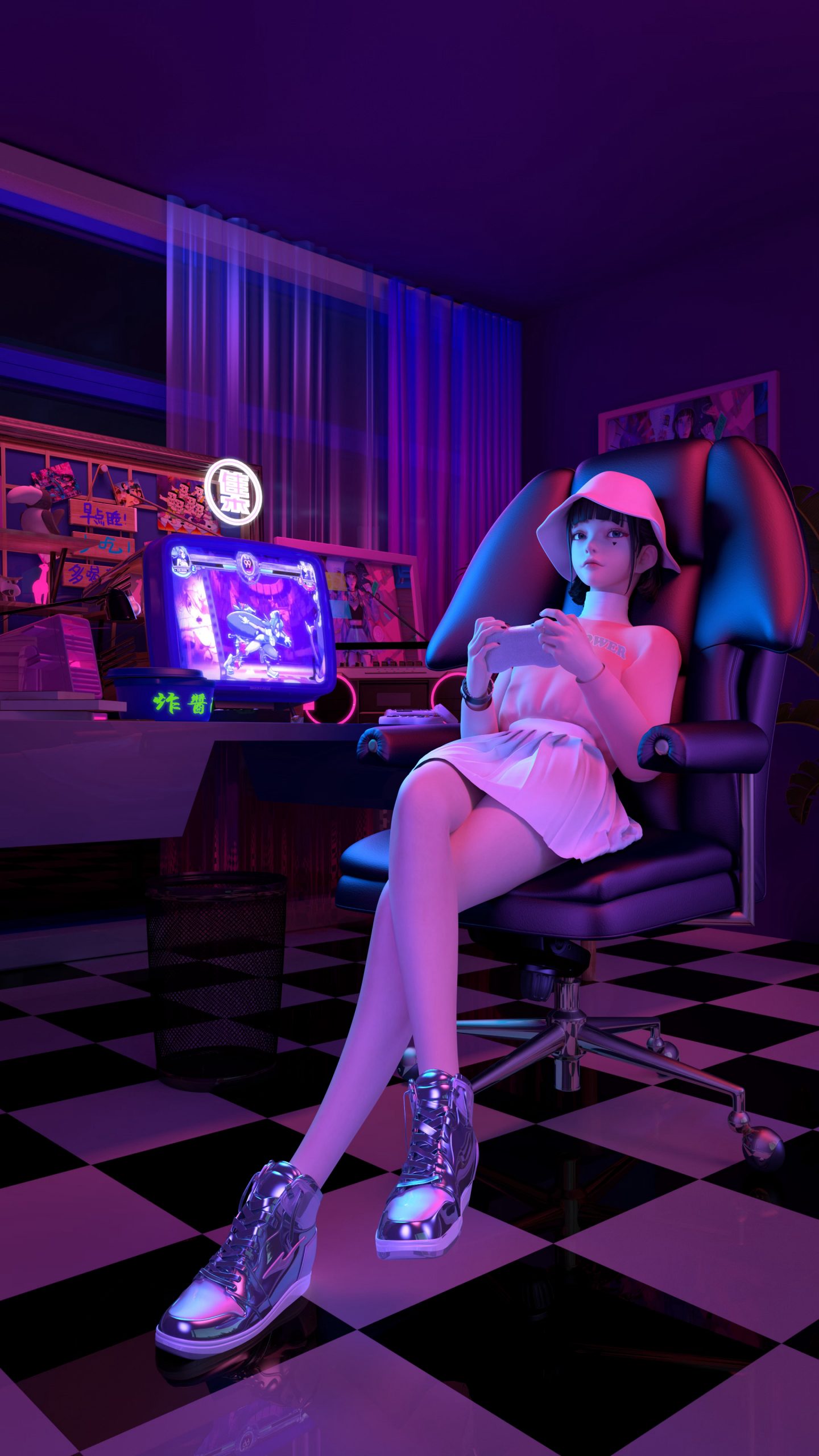 坐在椅子上的集原美4k手机壁纸竖版2160x3840 手机壁纸-第1张