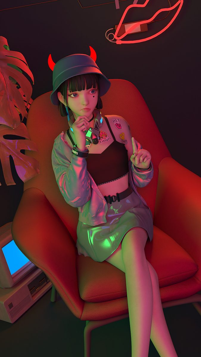 集原美 可爱牛角 4k手机壁纸竖屏动漫美女2160x3840 手机壁纸-第1张