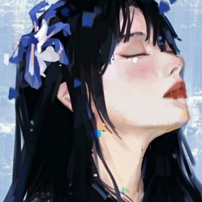 手绘头像女简单干净，时间可以淡忘所有