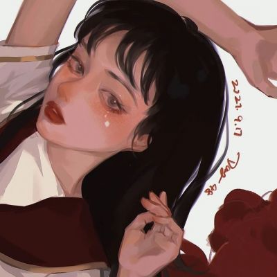 手绘头像女简单干净，时间可以淡忘所有