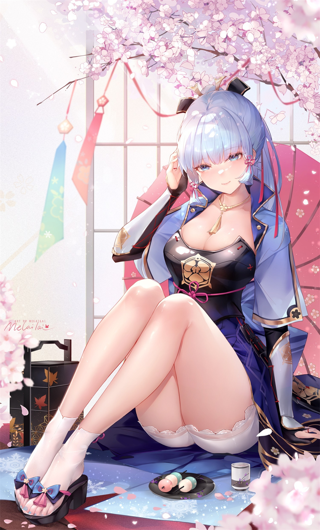 P站插画  原神 神里绫华 美腿 少女 P站美图-第1张