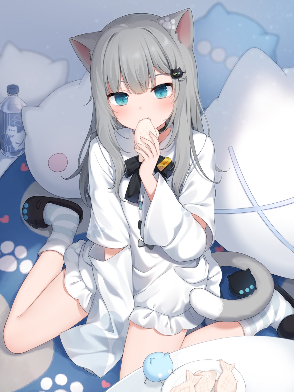 P站插画 原创 兽耳 猫耳 女孩子 手机壁纸-第1张