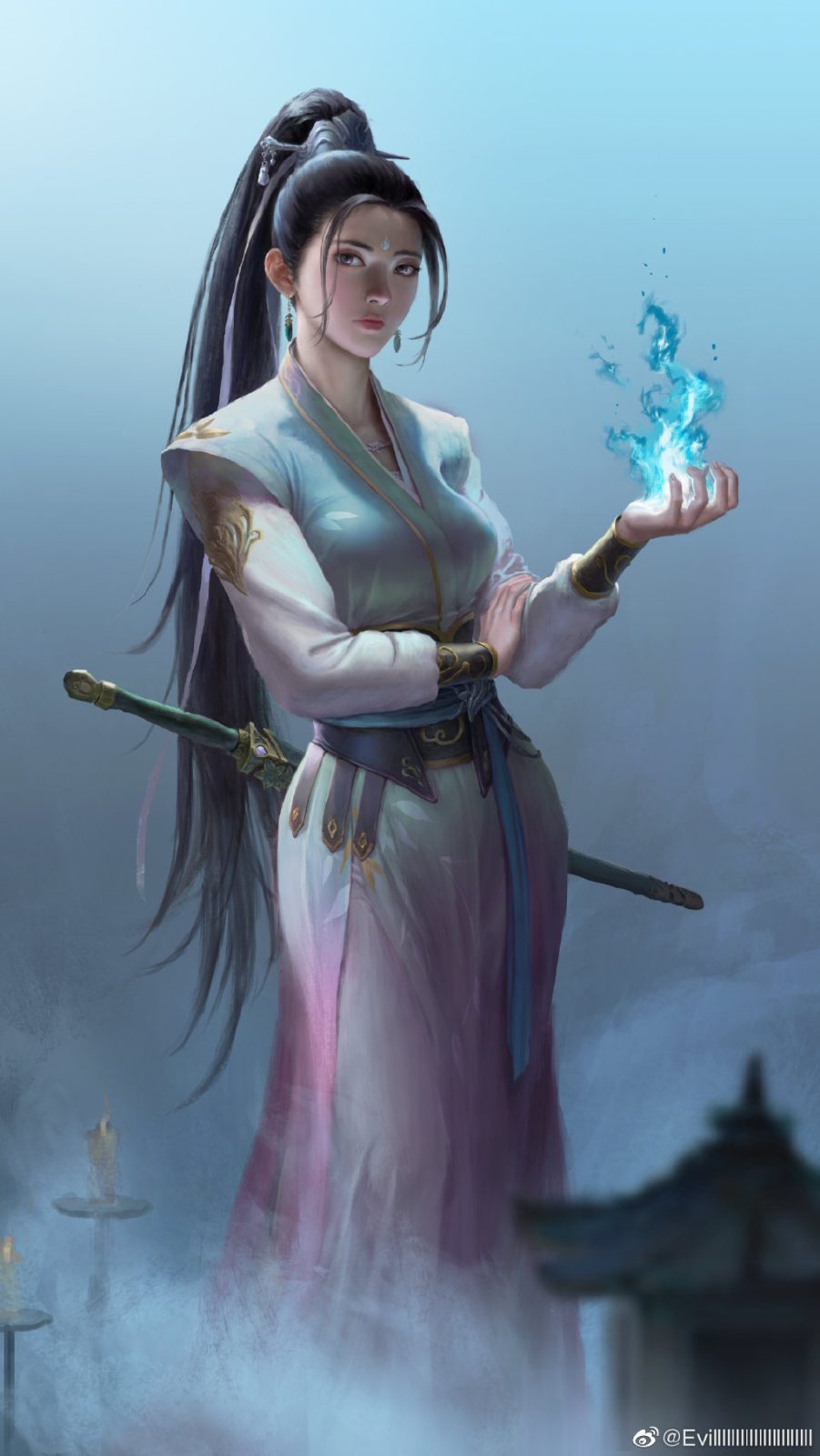 【P站插画】中国画师Evillllllllllll的插画 古风女侠风格美图 P站美图-第2张