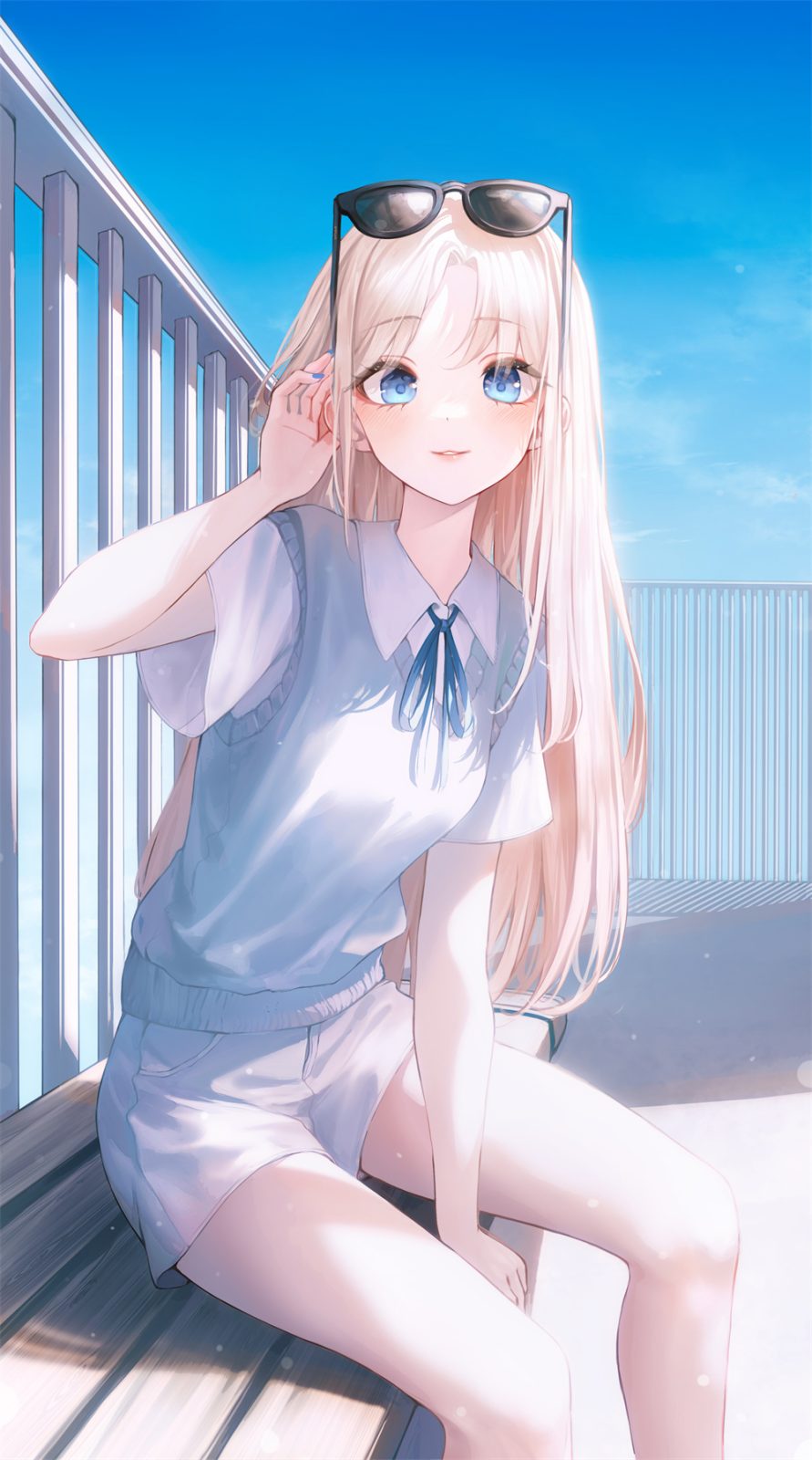 P站插画 FANBOX原图 原创 体操服 热裤 阳光女孩子 插画-第1张