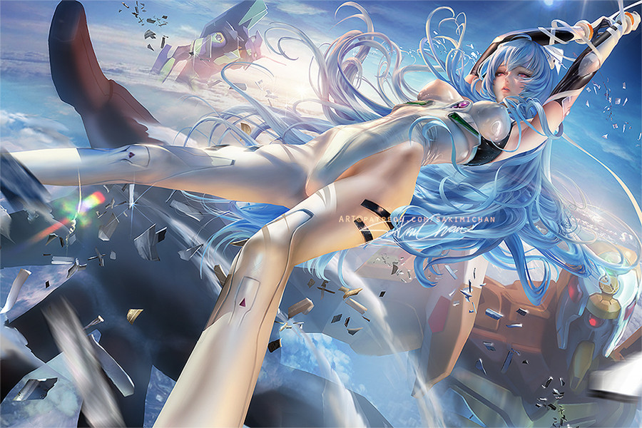 P站插画 新世纪福音战士 新剧场版：终  绫波丽@sakimichan 插画-第1张