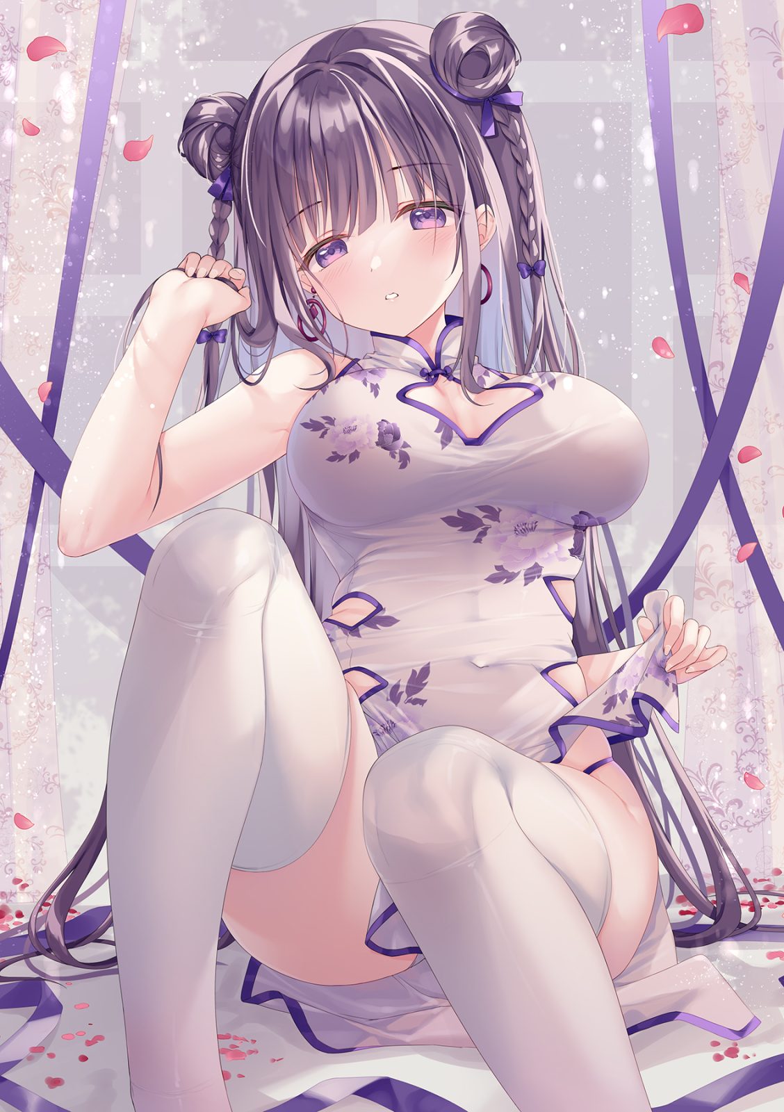 P站插画   原创 旗袍美脚美腿 白丝@TwinBox❤ 手机壁纸-第1张