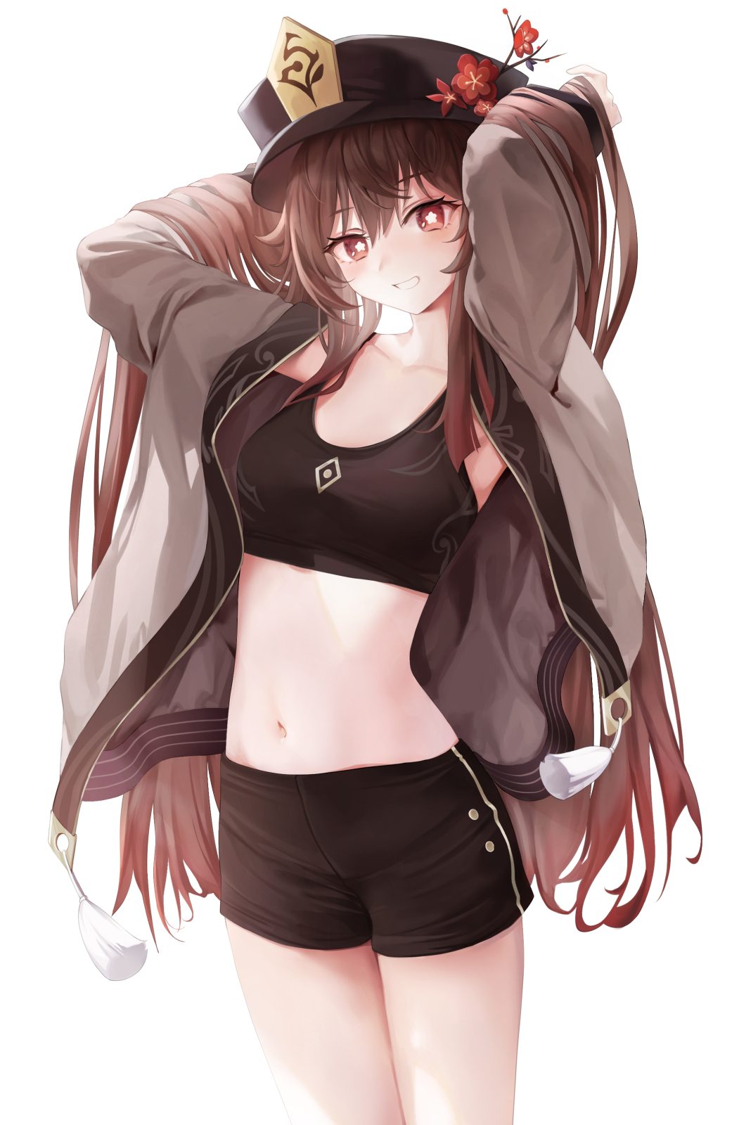 P站插画 原神 胡桃 紧身裤 运动衣服 @Rable_ P站美图-第1张