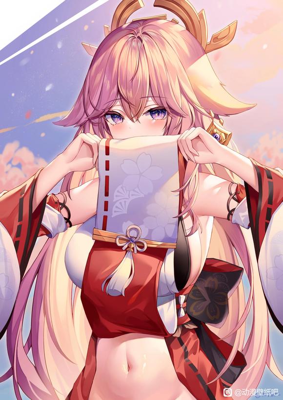 原神 八重神子 女孩子 掀起裙子 P站美图-第1张