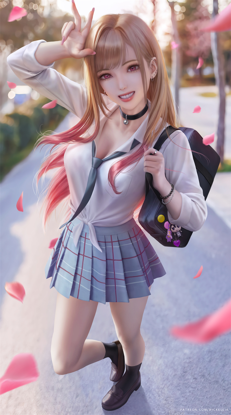 Art 3D CG JK 挎包 短裙 喜多川@Wickellia 手机壁纸-第1张