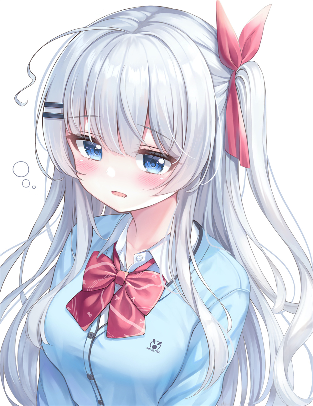 P站插画 原创 白发 JK 制服少女@ゆたかてる P站美图-第1张