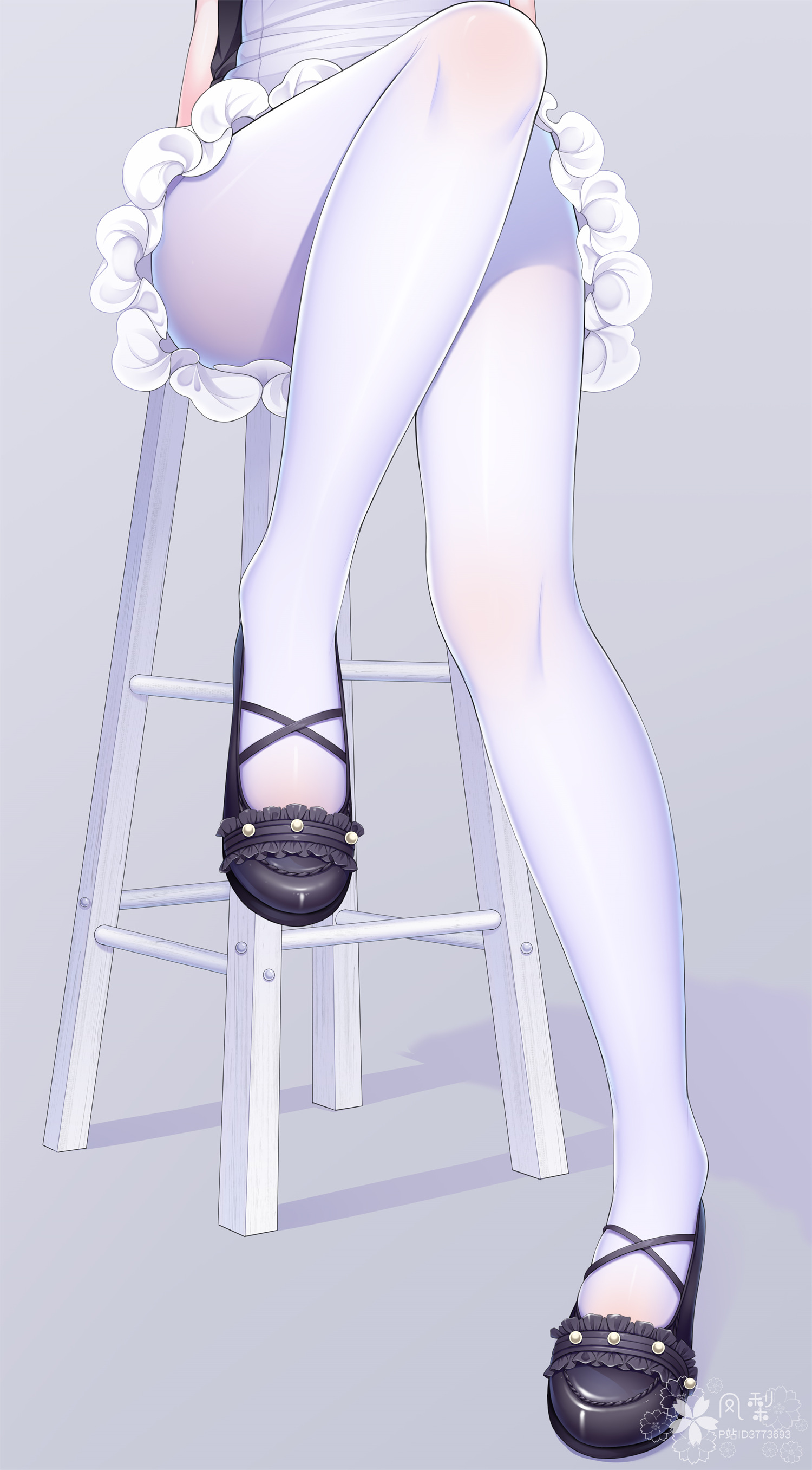 P站插画 原创 白丝 丝袜 美腿@凤梨 P站美图-第1张