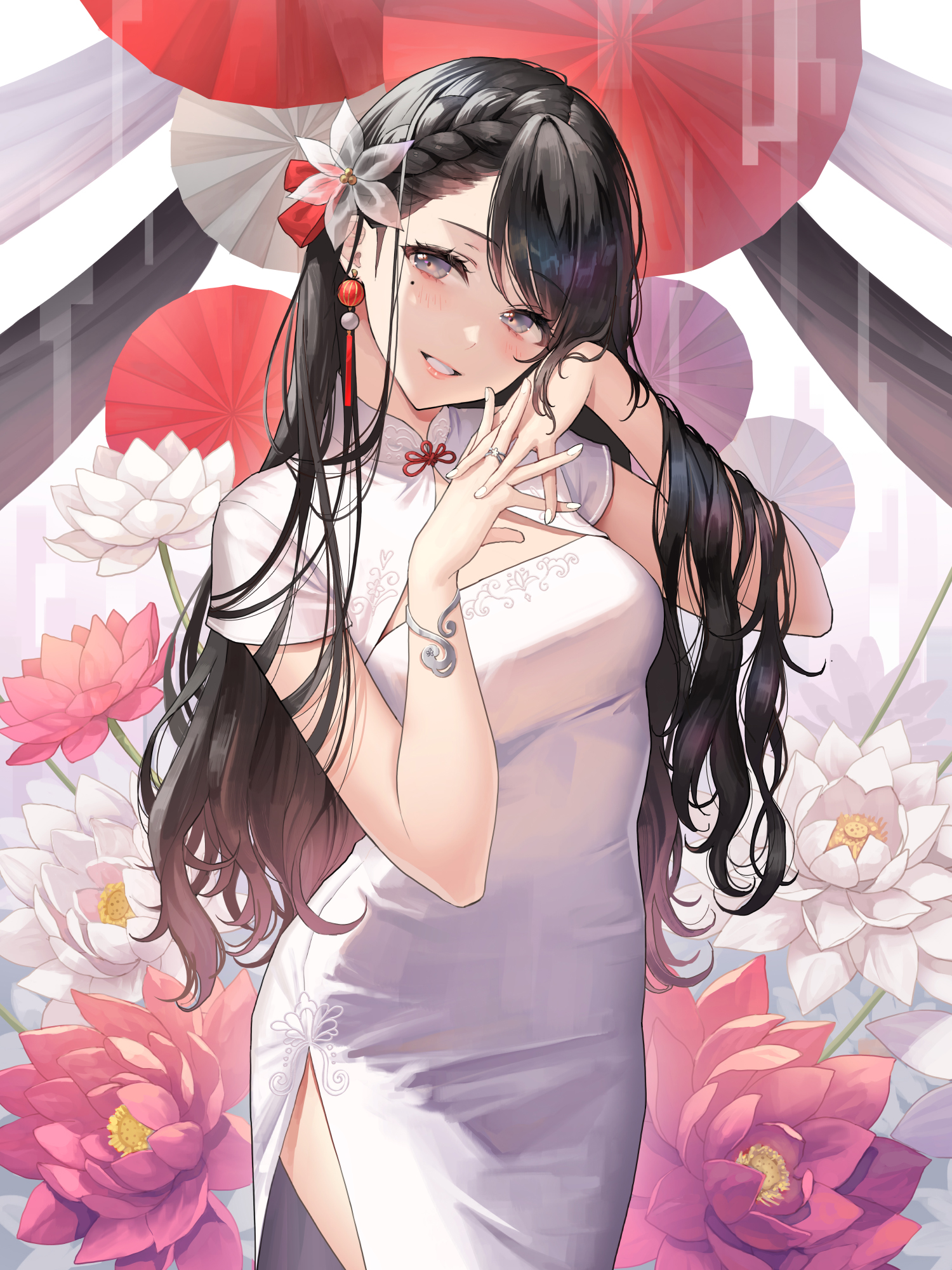 P站插画 pixiv 原创 旗袍 黑发 中国风@大熊まい◆MaiOkuma P站美图-第1张