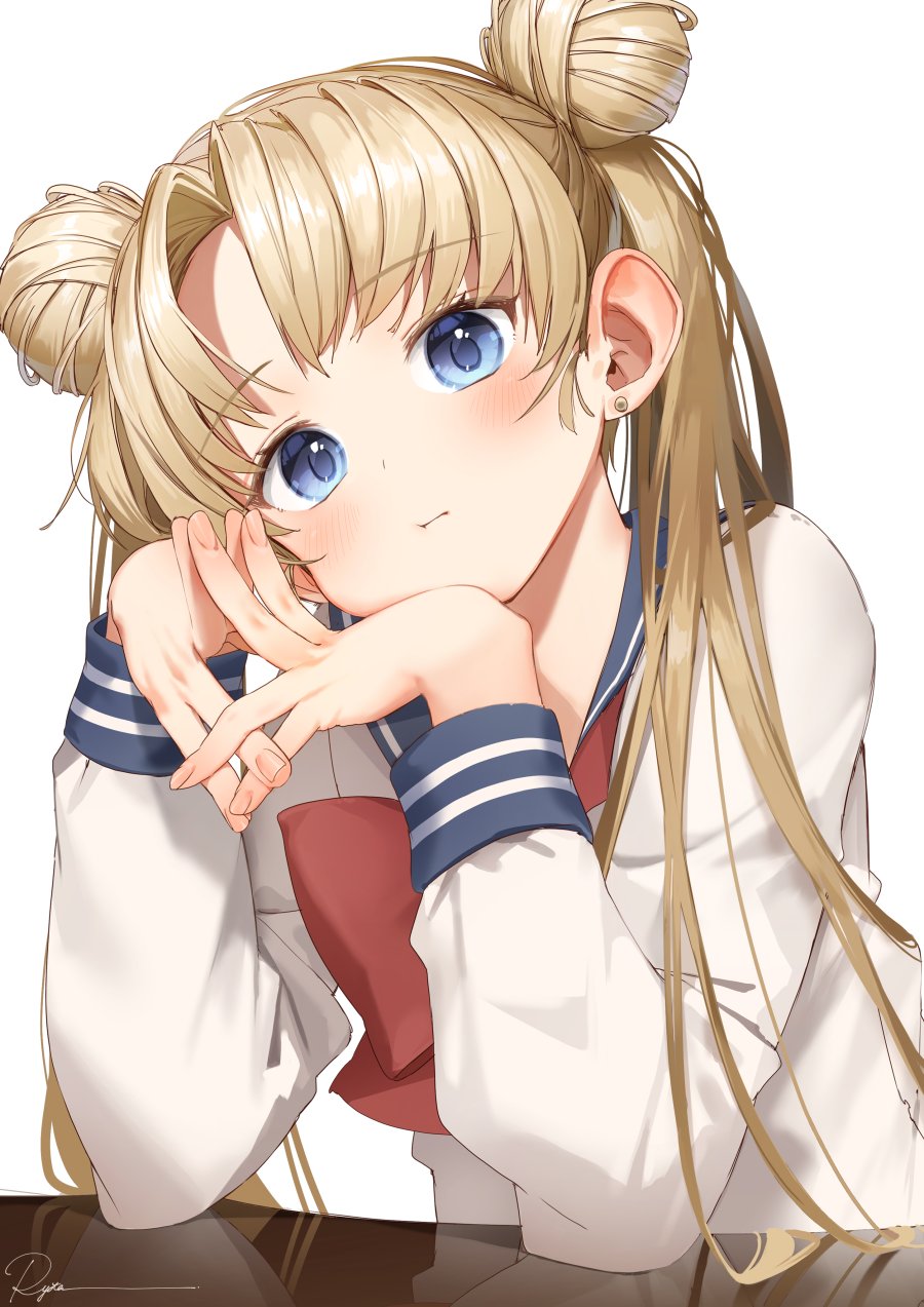 动漫插画 双马尾丸子头 可爱 女孩@ry_o_ta_ 插画-第1张