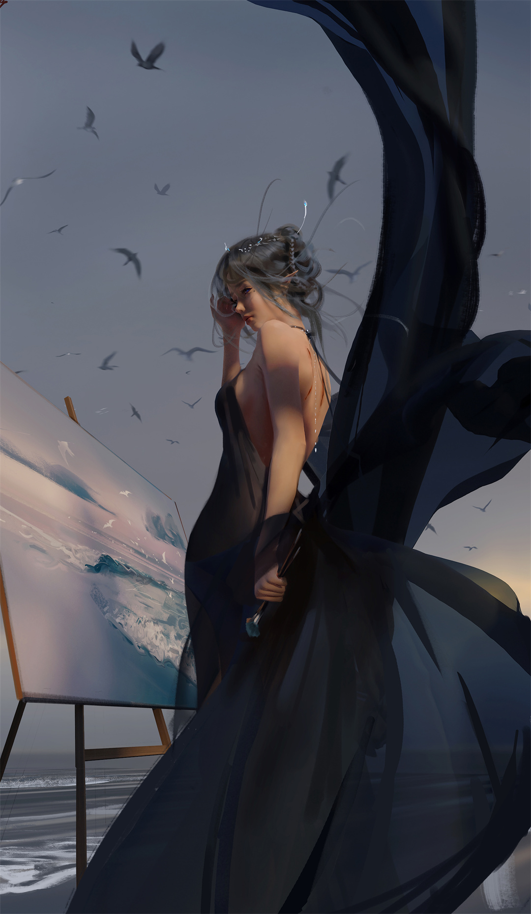 P站插画 pixiv 原创  鬼刀 海琴烟 冰公主@WLOP P站美图-第1张