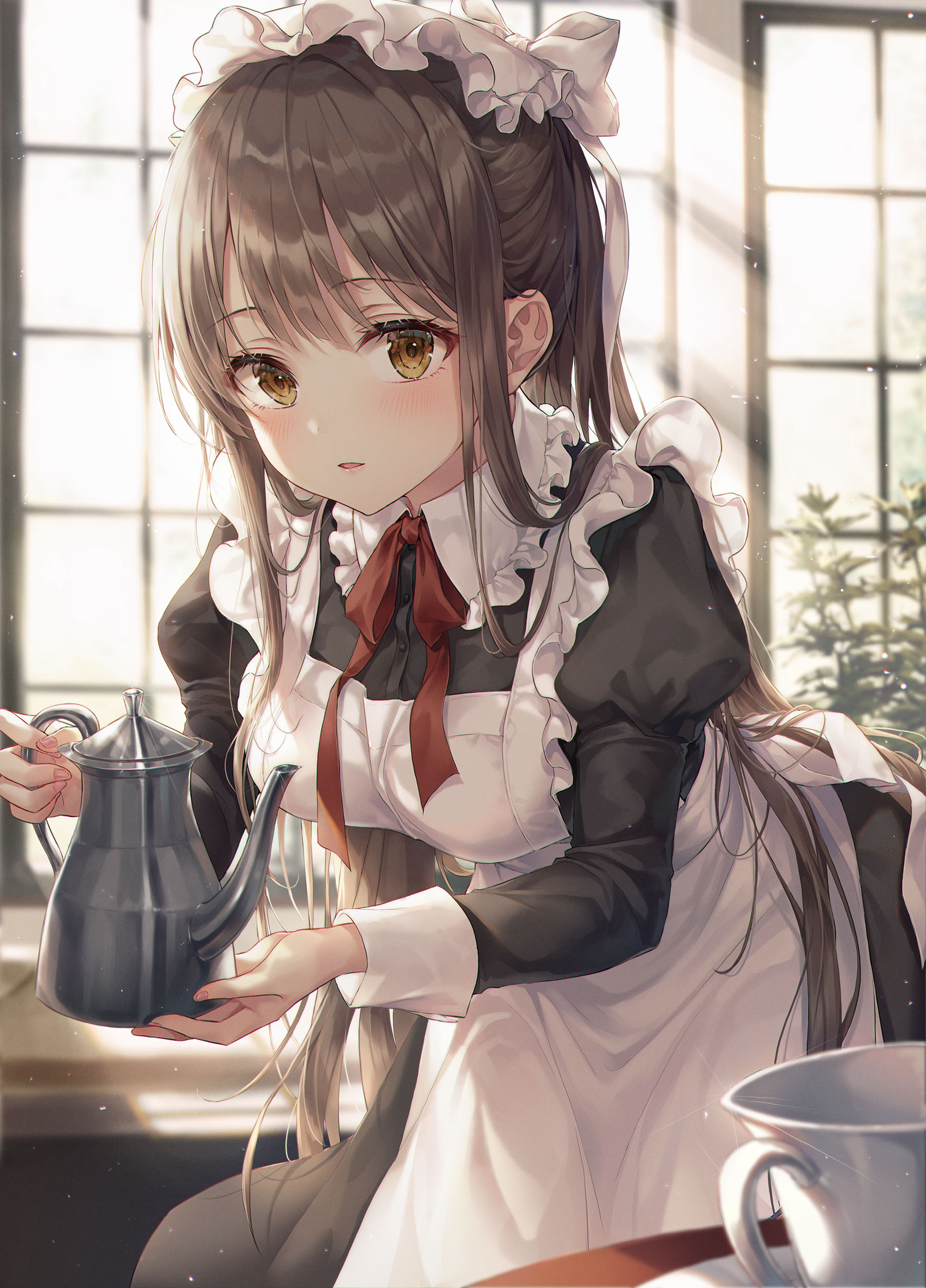 P站插画 pixiv 原创 女仆装 红茶 连衫围裙@Roha P站美图-第1张