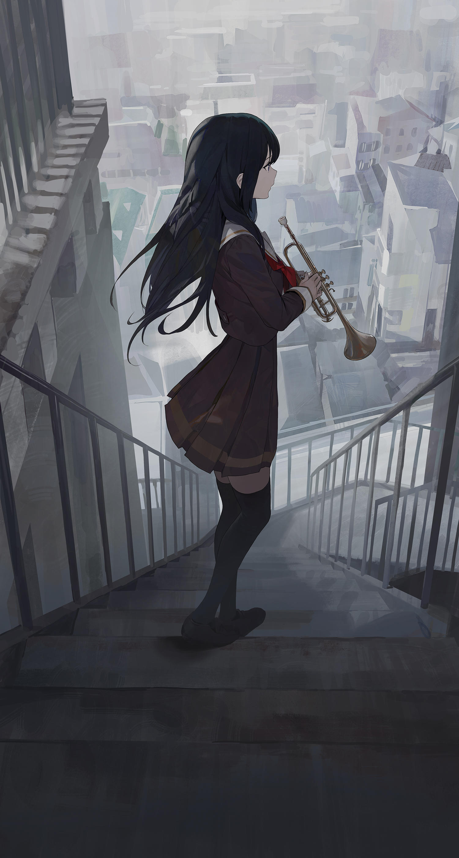 高坂丽奈 吹响吧！上低音号 水手服 过膝袜@モ誰 P站美图-第1张