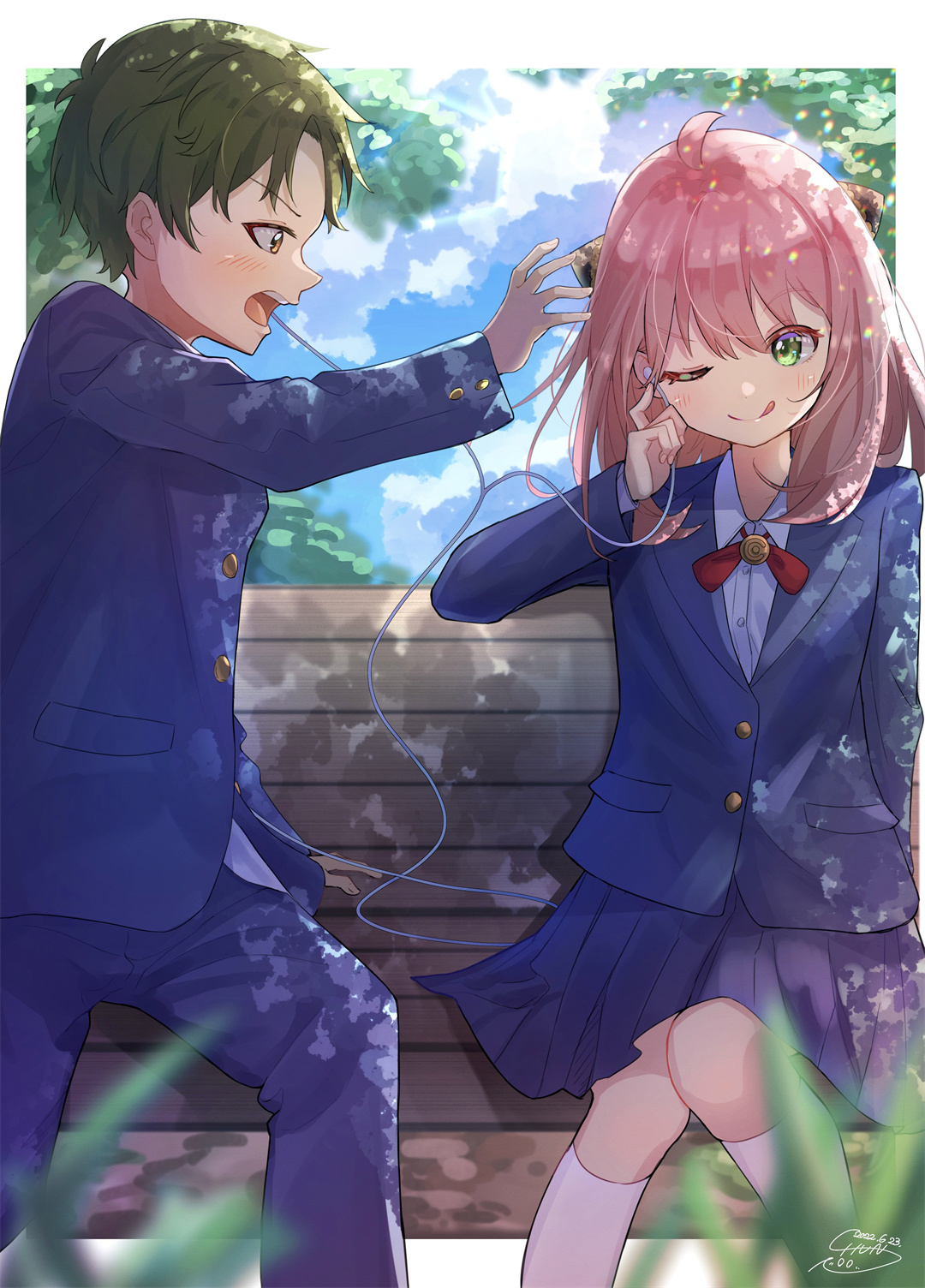 P站插画 制服 SPY×FAMILY 阿尼亚·福杰（阿尼亚）4K手机壁纸@SHUN P站美图-第1张