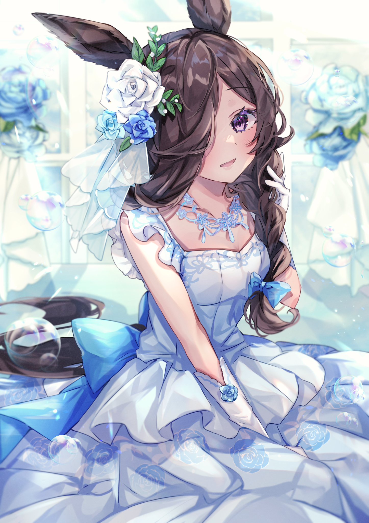 P站插画 赛马娘 米浴 婚纱 手机壁纸@そらしま P站美图-第1张