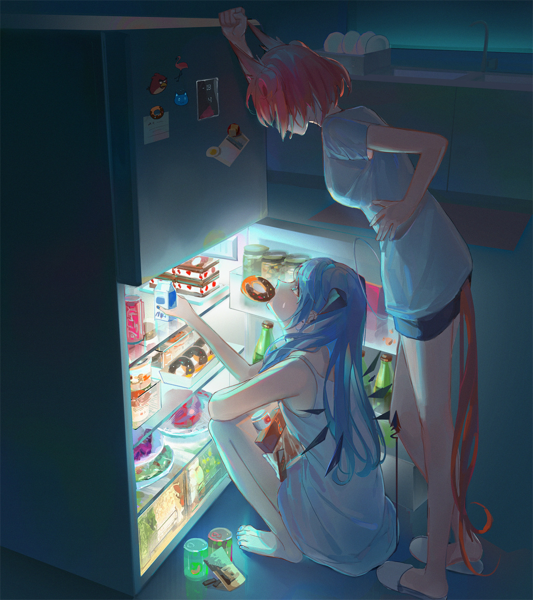 【P站插画推荐】明日方舟 菲亚梅塔 莫斯提马半夜偷吃零食 今日美图插画推荐~ P站美图-第1张