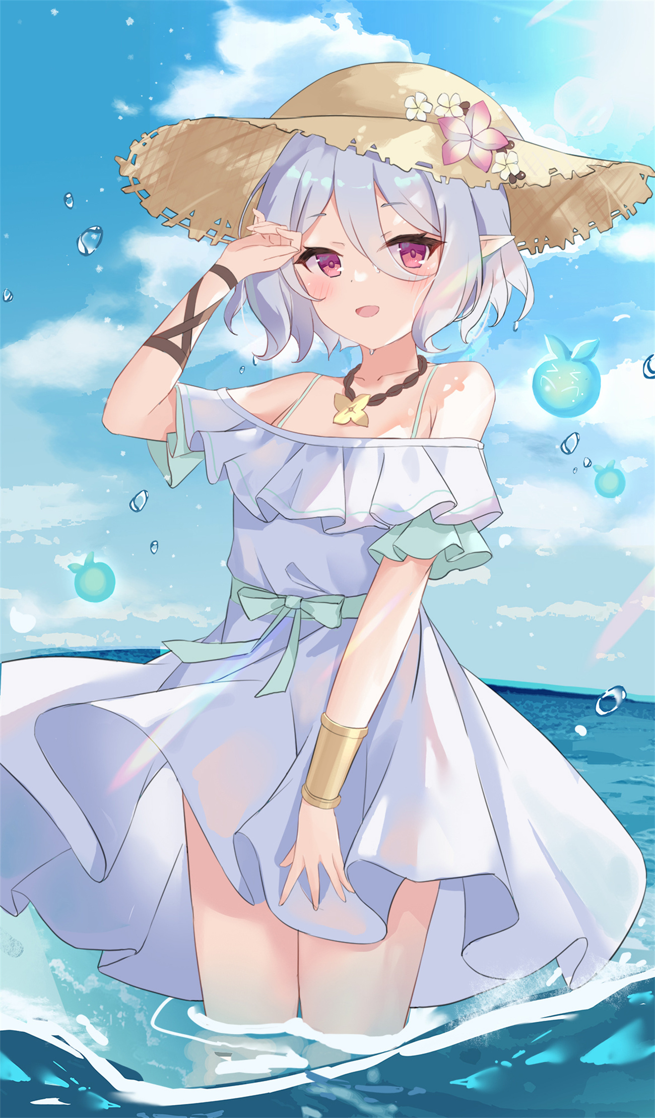 【插画美图】蓝天 白云 比基尼妹子 向日葵少女 夏日美图推荐 P站美图-第7张