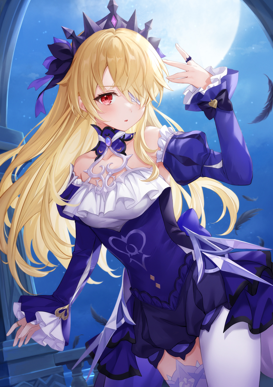P站插画 动漫美图 原神 菲谢尔 金发 连衣裙 手机壁纸@ひげ猫C100日曜 東ウ13a P站美图-第1张