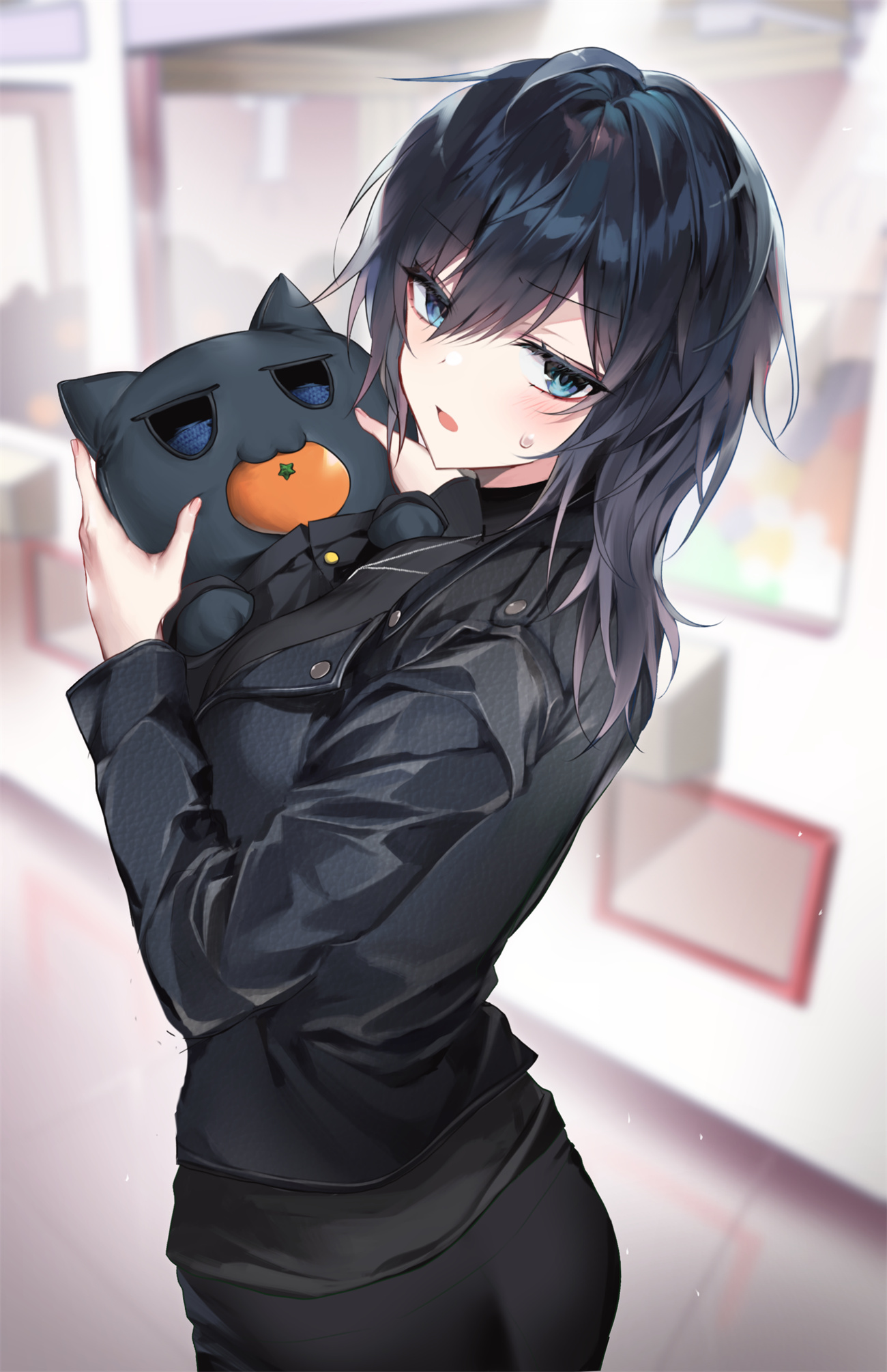 【插画美图】短发美少女 御姐 黑色连衣裙 帅气美女 女高中生 制服少女原创插画特辑 P站美图-第6张