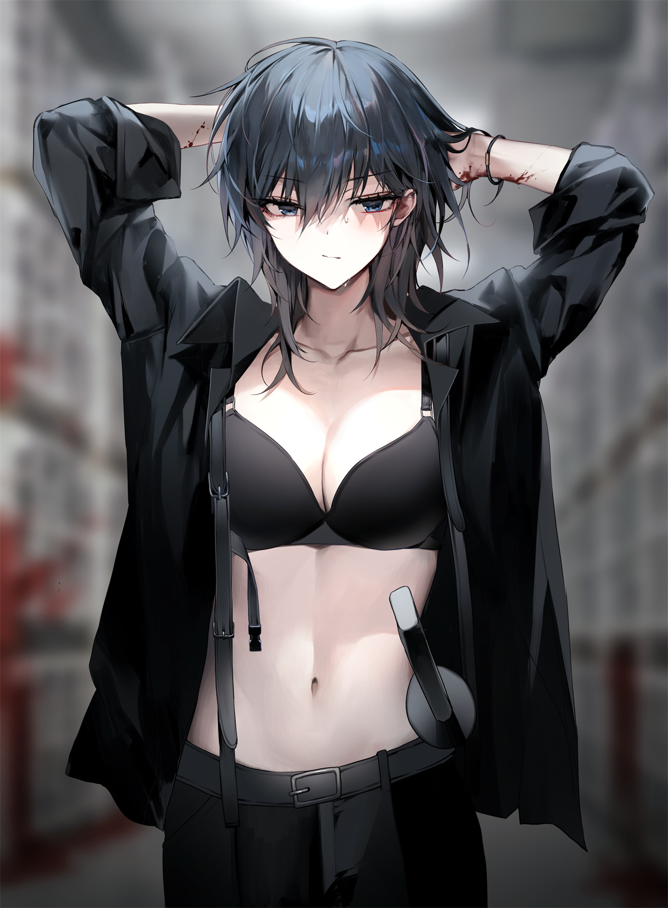 【插画美图】短发美少女 御姐 黑色连衣裙 帅气美女 女高中生 制服少女原创插画特辑 P站美图-第10张