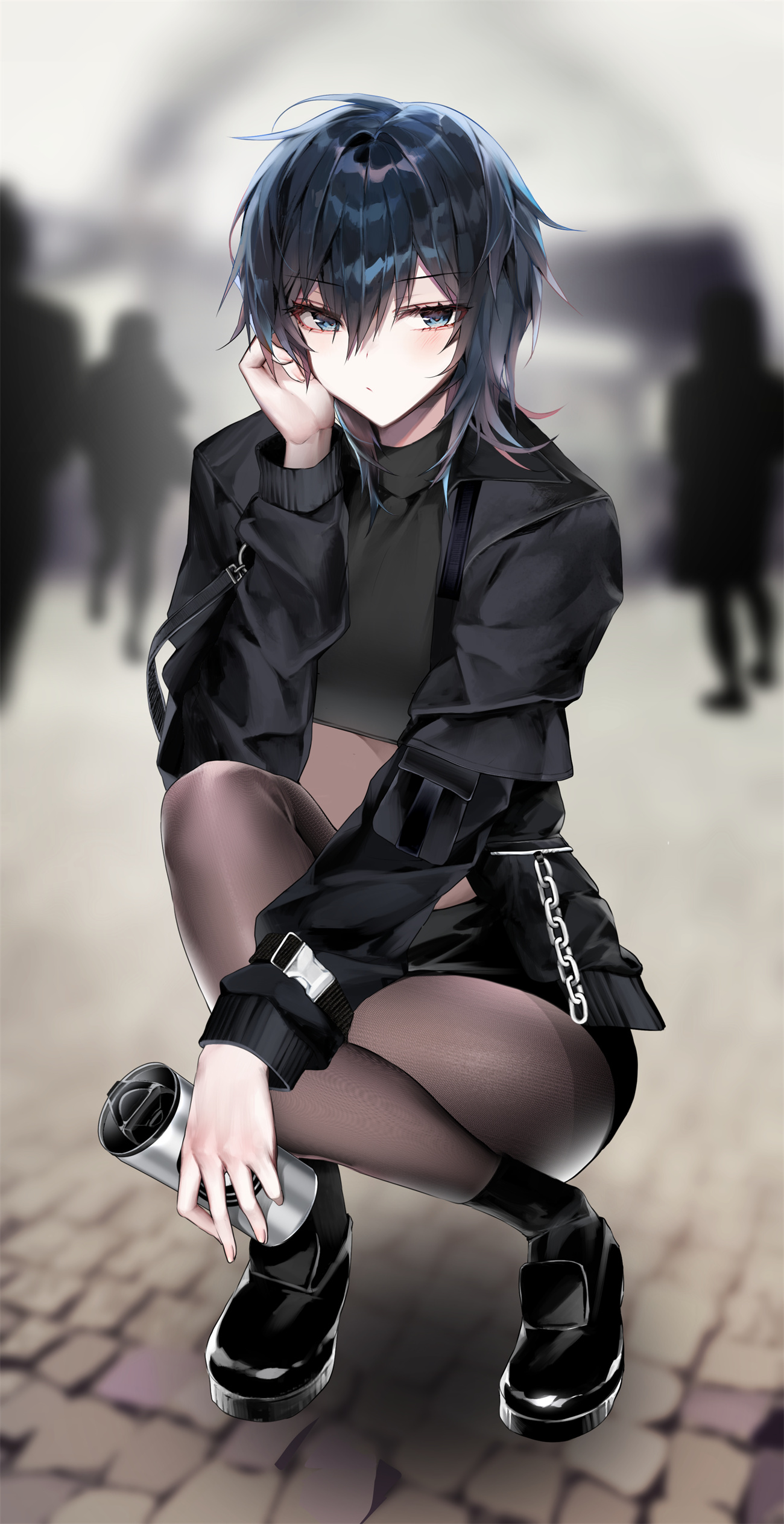 【插画美图】短发美少女 御姐 黑色连衣裙 帅气美女 女高中生 制服少女原创插画特辑 P站美图-第17张