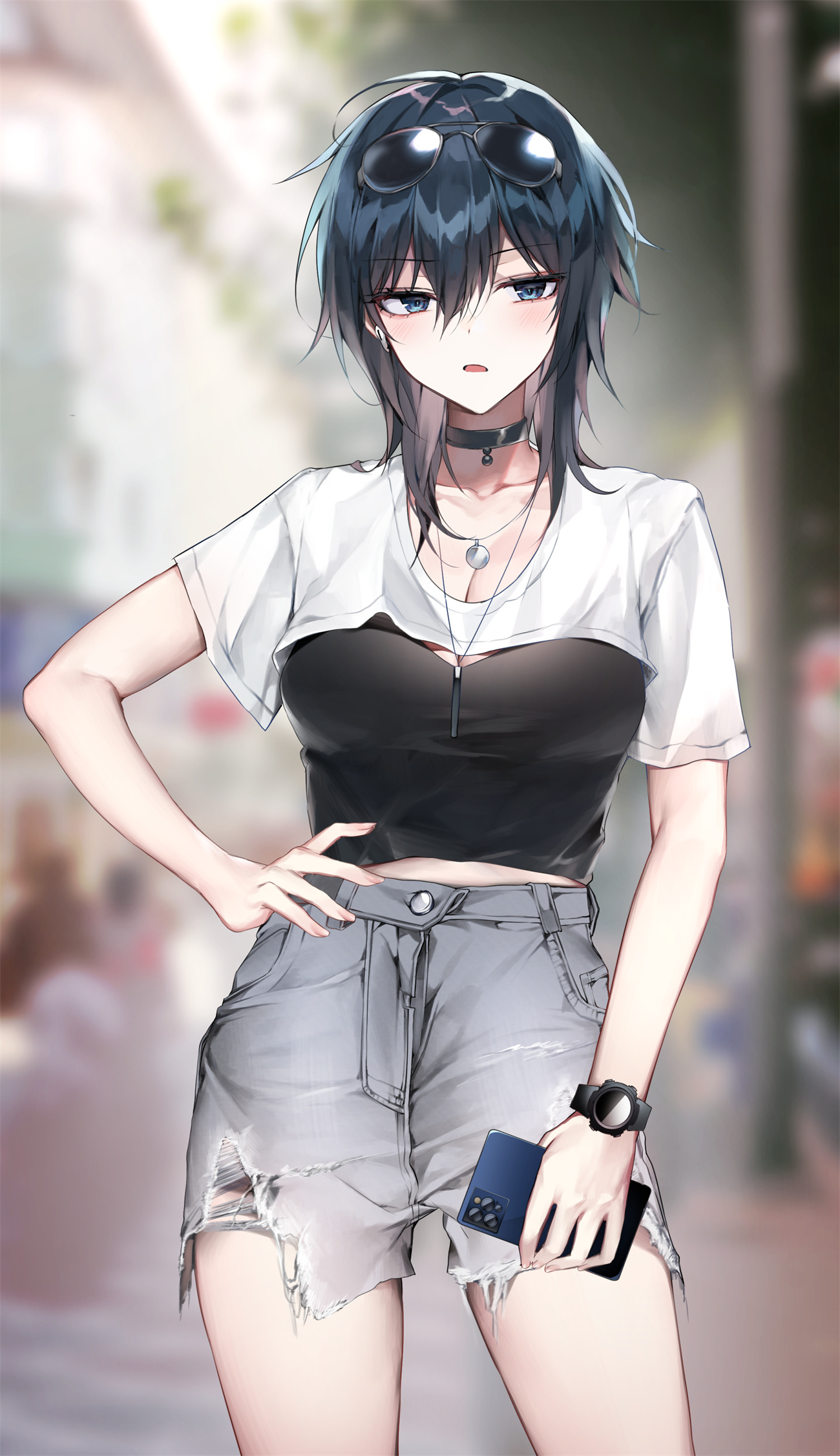 【插画美图】短发美少女 御姐 黑色连衣裙 帅气美女 女高中生 制服少女原创插画特辑 P站美图-第18张
