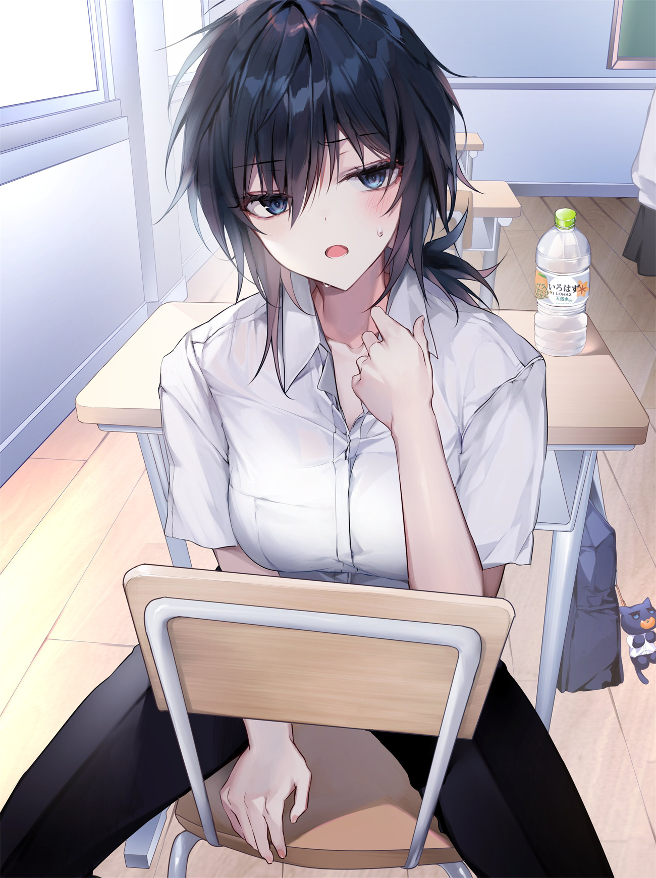 【插画美图】短发美少女 御姐 黑色连衣裙 帅气美女 女高中生 制服少女原创插画特辑 P站美图-第19张