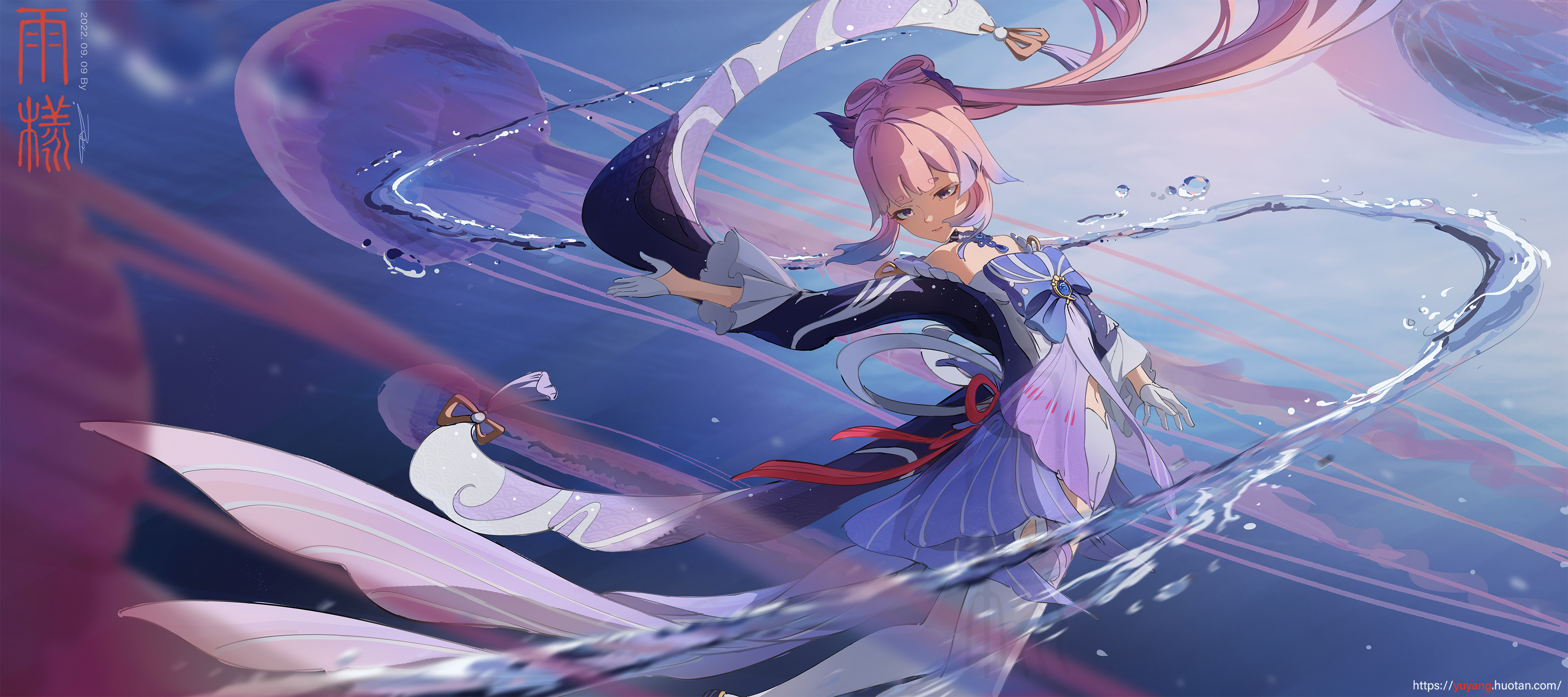 【插画美图】现人神巫女 原神 珊瑚宫心海同人插画特辑 第二期 P站美图-第1张