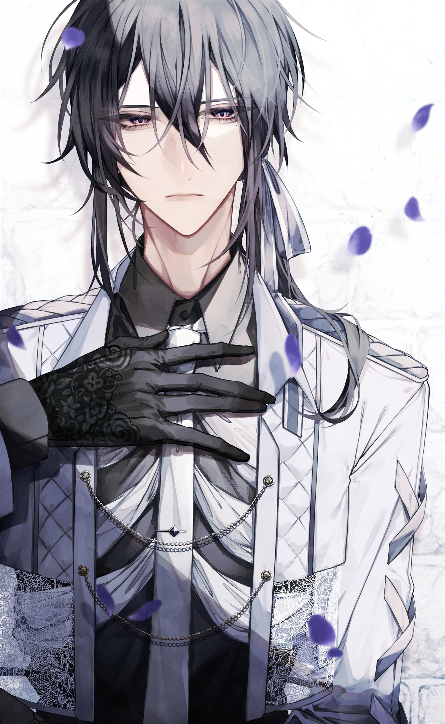 P站美图 紫の薔薇 长发男子 帅气壁纸@舞 P站美图-第1张