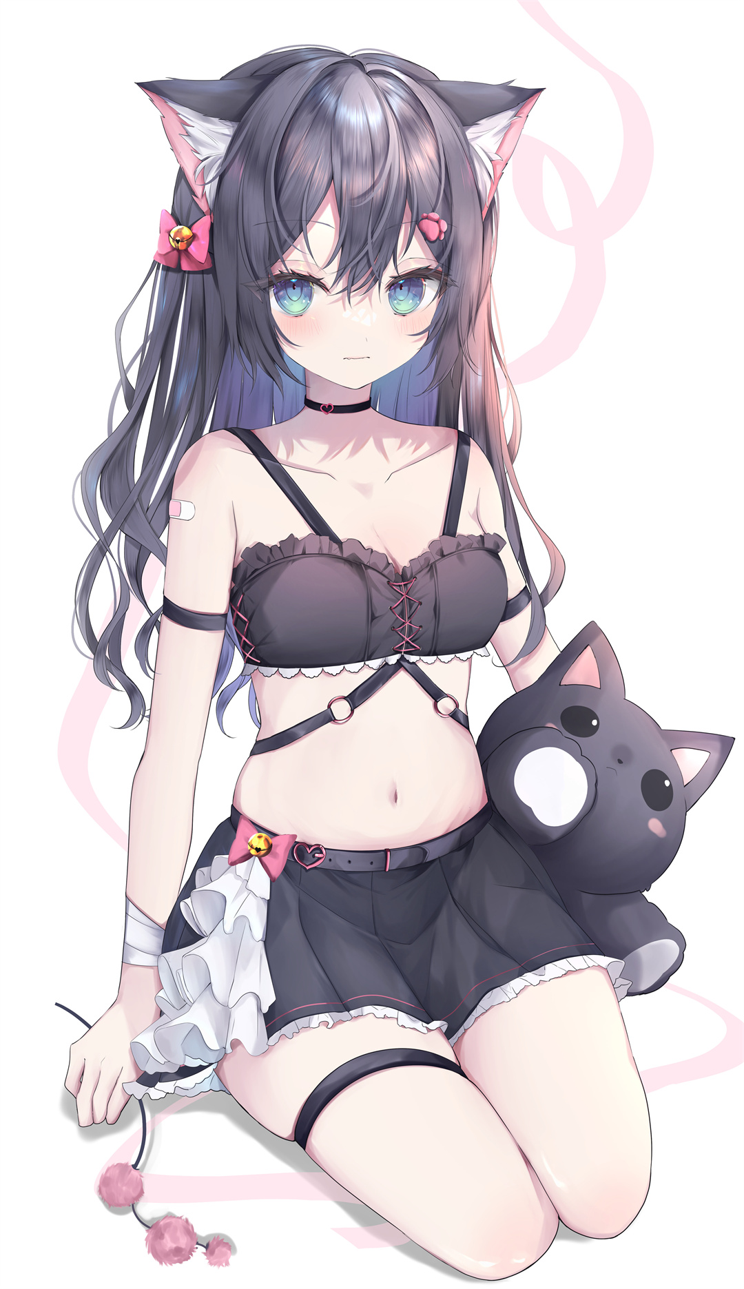 P站插画 neko 原创 女孩子 原创 猫耳 肚脐@音ノ羽萌 P站美图-第1张
