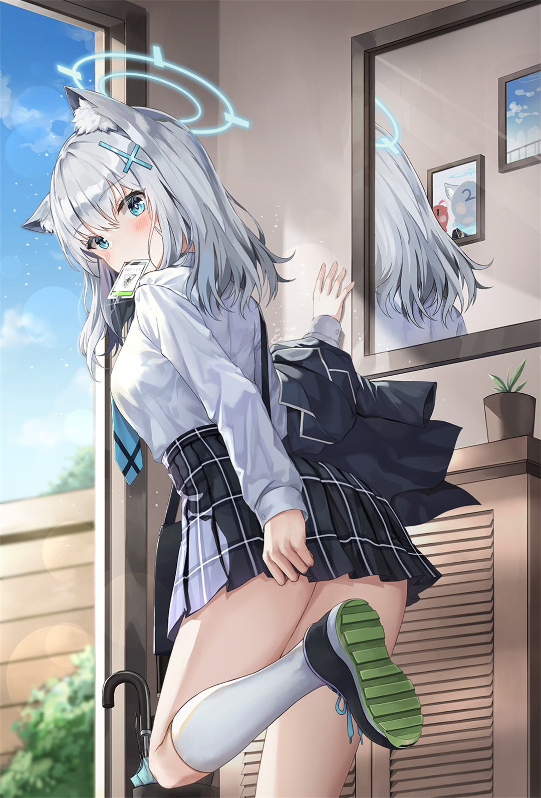 【插画美图】兽耳娘来啦，不进来你就后悔吧！碧蓝档案 砂狼白子同人角色插画推荐 P站美图-第3张