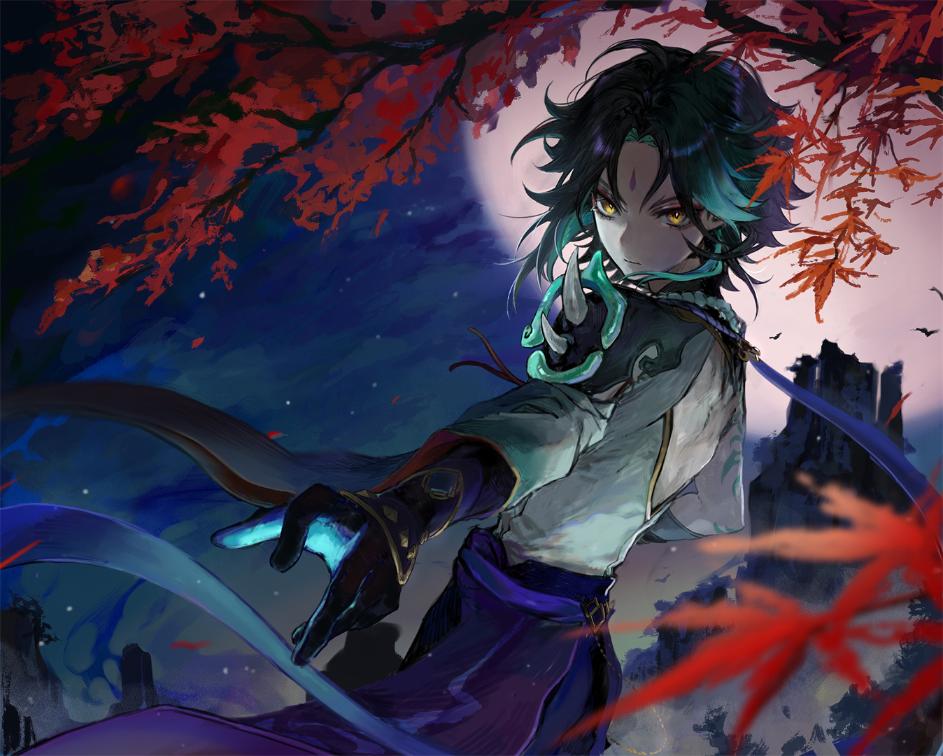 【插画美图】护法夜叉大将  原神 魈同人角色插画推荐 P站美图-第3张